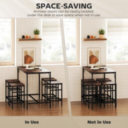 Wyld Haus Vimose Noro Rustic Brown 5-Piece Breakfast Bar Table And Stool Set - Industrial Matt Finish - thumbnail 4