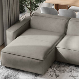 Valencia Nathan Full Aniline Leather Lounge Modular Four Seats Double Chaise Sofa Light Grey Color Fsc Pine Wood - thumbnail 3