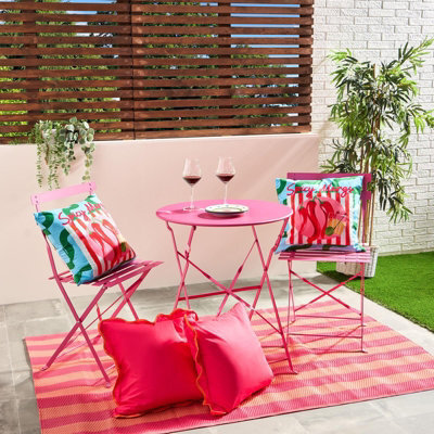 Ohs 3 Set Metal Bistro Chair And Table Set Garden Patio Seating - image 1