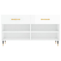 Berkfield Shoe Bench High Gloss White 102X35X55 Cm Engineered Wood - thumbnail 6