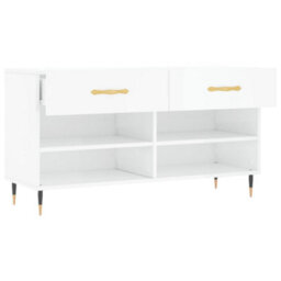 Berkfield Shoe Bench High Gloss White 102X35X55 Cm Engineered Wood - thumbnail 5
