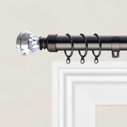 Ameha Plain Sapphire Crystal Metal Curtain Pole 120-210 Cm, (48-84 Inches) Black Nickel Extendable Adjustable Curtain Poles - thumbnail 2