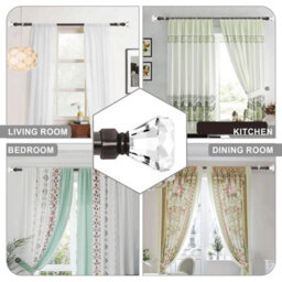 Ameha Plain Sapphire Crystal Metal Curtain Pole 120-210 Cm, (48-84 Inches) Black Nickel Extendable Adjustable Curtain Poles - thumbnail 3