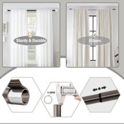 Ameha Plain Sapphire Crystal Metal Curtain Pole 120-210 Cm, (48-84 Inches) Black Nickel Extendable Adjustable Curtain Poles - thumbnail 5