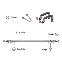 Ameha Plain Sapphire Crystal Metal Curtain Pole 120-210 Cm, (48-84 Inches) Black Nickel Extendable Adjustable Curtain Poles - thumbnail 8
