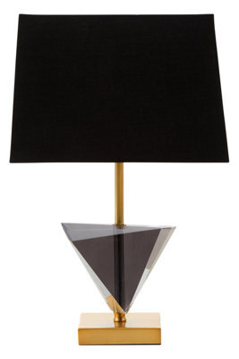 Orsina Smoked Crystal Table Lamp With Gold Metal Finish, Geometric Triangular Design Bedside Lamp, Modern Desk Lamp - image 1
