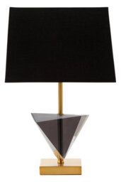 Orsina Smoked Crystal Table Lamp With Gold Metal Finish, Geometric Triangular Design Bedside Lamp, Modern Desk Lamp - thumbnail 1