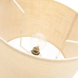 Happy Homewares Contemporary And Sleek 14 Inch Cream Linen Fabric Drum Lamp Shade 60W Maximum - thumbnail 3