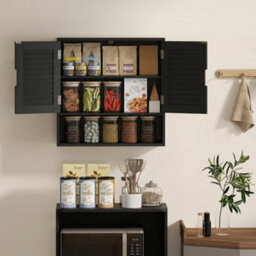 Homcom Bathroom Cabinet, Wall Mounted Cabinet With Adjustable Shelves, Black - thumbnail 8