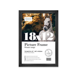 18X12 Black Ornate Picture Frame (45.7 X 30.5Cm) Poster, Photo, Artwork, Gallery Wall Or Print - thumbnail 1