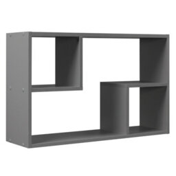Urbn-Living Urbnliving Height 38Cm Nyborg Rectangular Wooden Floating Wall Mounting Color Grey Shelf Display Unit Book Storage
