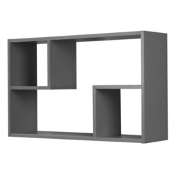 Urbn-Living Urbnliving Height 38Cm Nyborg Rectangular Wooden Floating Wall Mounting Color Grey Shelf Display Unit Book Storage - thumbnail 2
