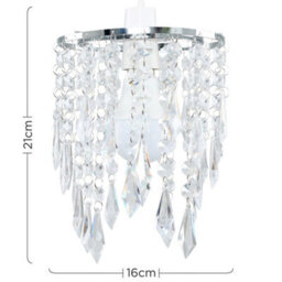 Valuelights Pair Of Chandelier Design Ceiling Light Shades With Clear Acrylic Jewel Effect Droplets (D)16Cm - thumbnail 7