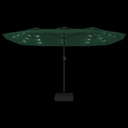Berkfield Double-Head Garden Parasol With Leds Green 449X245 Cm - thumbnail 6