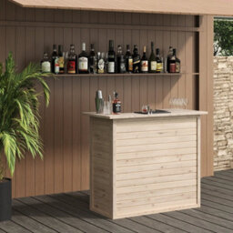 Garden Bar Table Pine Wood Patio Drink Cocktail Stand Outdoor Pub Dining Counter - thumbnail 6