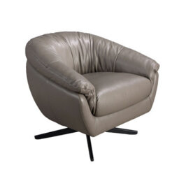 Angel Cerda Elegant Grey Leather Swivel Armchair With Modern Design