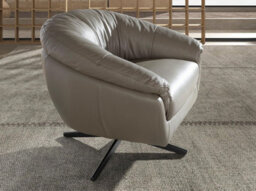 Angel Cerda Elegant Grey Leather Swivel Armchair With Modern Design - thumbnail 2