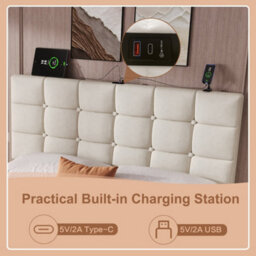 Matteo Beige Double Velvet Upholstered Bed Frame With 4 Storage Drawers & Adjustable Headboard With Usb Charging Ports - thumbnail 6
