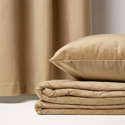 Homescapes Diamond Quilted Beige Velvet Throw - thumbnail 6