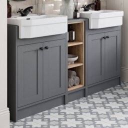 Affine 1540mm Traditional Double Vanity Basin Unit & Shelving Bathroom Furniture Grey - thumbnail 3