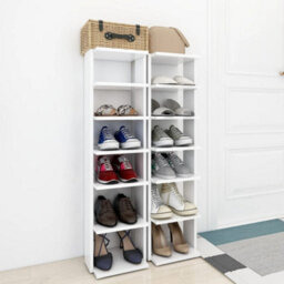 Berkfield Shoe Cabinets 2 Pcs White 27.5X27X102 Cm Engineered Wood - thumbnail 3