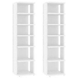 Berkfield Shoe Cabinets 2 Pcs White 27.5X27X102 Cm Engineered Wood - thumbnail 2