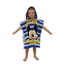 Disney Micky Mouse Sea Stripe 100% Cotton Towel Poncho Hooded Robe Bath Beach Pool - thumbnail 1