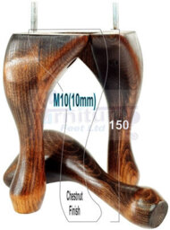 L&F Queen Anne Wooden Legs Chestnut Wash 150mm High Set Of 4 Replacement Furniture Feet Chairs Sofas Footstools M10 (10mm) - thumbnail 1