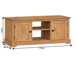 Country Tv Unit Stand 2 Door Media Flatscreen Television Pine - thumbnail 2