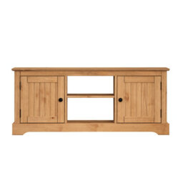 Country Tv Unit Stand 2 Door Media Flatscreen Television Pine - thumbnail 4