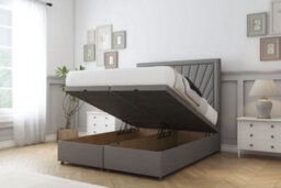 "Sloomy Somerset Pewter Dumfries Ottoman Bed Base With 54"" Floor Standing Headboard 4'6 Double" - thumbnail 2