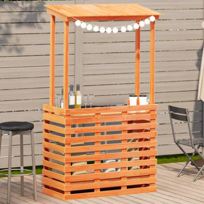 Berkfield Outdoor Bar Table With Roof Brown 112.5X57X195.5 Cm Solid Wood - image 1