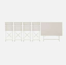 Sweeek - 4-Seater Folding Metal Bistro Garden Table Emilia Beige 110X70X71 Cm - thumbnail 3