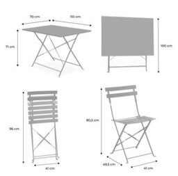 Sweeek - 4-Seater Folding Metal Bistro Garden Table Emilia Beige 110X70X71 Cm - thumbnail 6
