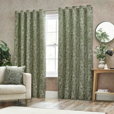 Wylder Bali Jacquard Room Darkening Eyelet Curtain Pair Olive (W)229Cm X (D)137Cm - image 1