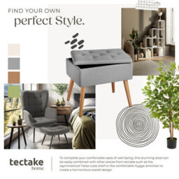 Tectake Bench Ranya Upholstered Linen Look With Storage Space - 300Kg Capacity - Light Grey - thumbnail 8