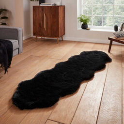 Black Luxurious Modern Plain Shaggy Easy To Clean Rug For Dining Room Bed Room And Living Room-60Cm X 180Cm ( Double ) - thumbnail 2