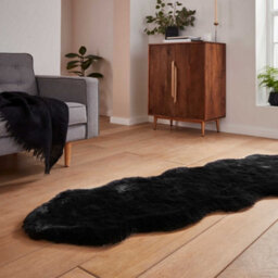 Black Luxurious Modern Plain Shaggy Easy To Clean Rug For Dining Room Bed Room And Living Room-60Cm X 180Cm ( Double ) - thumbnail 4