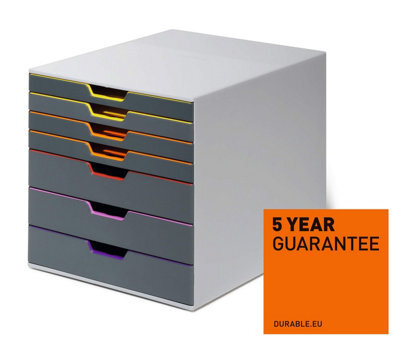 Durable Varicolor Desktop Organiser 7 Drawer Colour Coded Modular Storage - A4+ - image 1