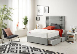Somnior Beds Somnior Flexby Tweed Grey 2Ft6 Memory Foam Divan Bed With 2 Drawers, Mattress & Headboard - Small Single - thumbnail 3
