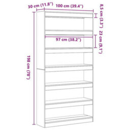 Berkfield Bookcase Old Wood Engineered Wood 100 X 30 X 198 Cm - thumbnail 9