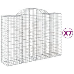 Berkfield Arched Gabion Baskets 7 Pcs 200X50X140/160 Cm Galvanised Iron - thumbnail 2