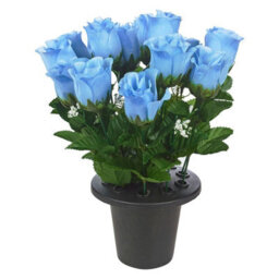 Urbn-Living Urbnliving 30Cm Height Rosebud Light Blue Assorted Style Mini Flowerpots In Black Planter