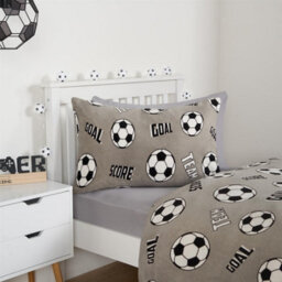 OHS Football Fleece Duvet Cover Kids Warm Reversible Bedding Quilt, Grey - Single - thumbnail 3
