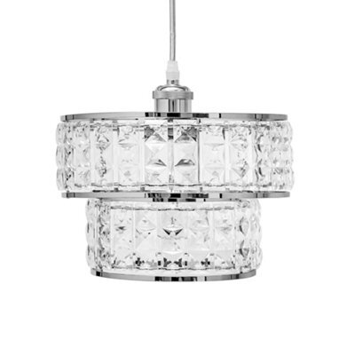 Innoteck Acrylic 2 Tier Drum Ceiling Light Shade With Chrome Frame - image 1