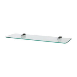 Harbour Housewares Rounded Floating Glass Shelf - 50Cm - Silver Brackets - Bathroom Shower Storage Vanity Display Unit Shelf - thumbnail 1