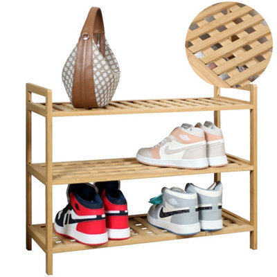 Froppi™ Bamboo Standing Storage Unit, Bathroom Shelf, Kitchen Shelf, Shoe Rack, 3 Tier Shelf Organizer L69 W28 H54.5 Cm - image 1
