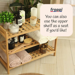 Froppi™ Bamboo Standing Storage Unit, Bathroom Shelf, Kitchen Shelf, Shoe Rack, 3 Tier Shelf Organizer L69 W28 H54.5 Cm - thumbnail 8