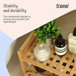 Froppi™ Bamboo Standing Storage Unit, Bathroom Shelf, Kitchen Shelf, Shoe Rack, 3 Tier Shelf Organizer L69 W28 H54.5 Cm - thumbnail 4