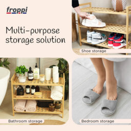 Froppi™ Bamboo Standing Storage Unit, Bathroom Shelf, Kitchen Shelf, Shoe Rack, 3 Tier Shelf Organizer L69 W28 H54.5 Cm - thumbnail 6